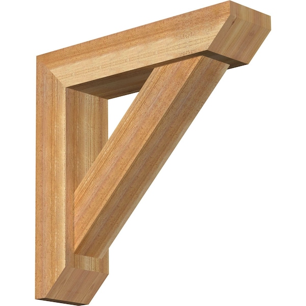 Ekena Millwork Traditional Slat Rough Sawn Bracket w/ Offset Brace, Western Red Cedar, 6"W x 24"D x 24"H BKT0604X24X24TRA06RWR - main